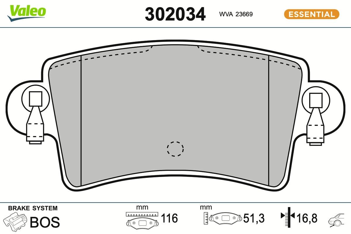 Jeu de 4 plaquettes de frein VALEO ref. 302034